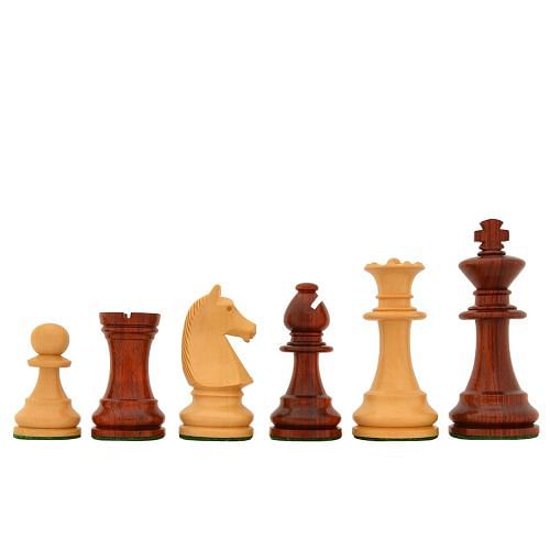Reproduced 90s French Chavet Championship Tournament Chess Pieces V2.0 in Bud Rose Wood / Boxwood - 3.6" King