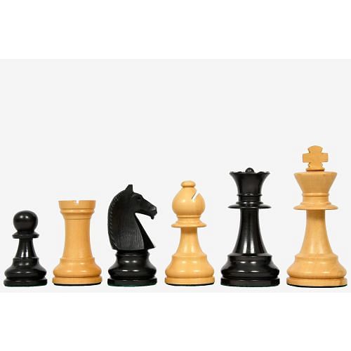 Reproduced 90s French Chavet Championship Tournament Chess Pieces V2.0 in Ebonized / Box Wood - 3.6" King