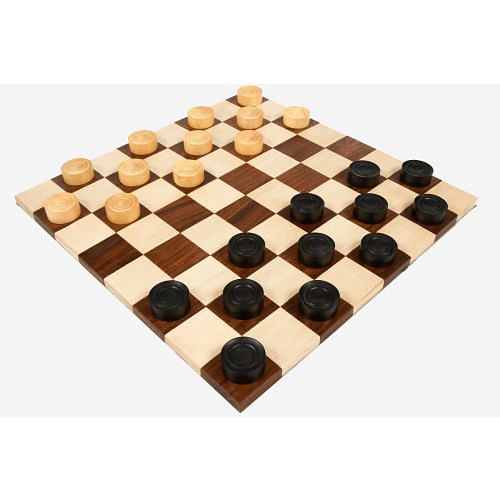 Wooden Checkers / Draught  Set in Stained Dyed Boxwood & Natural Box wood - 30mm