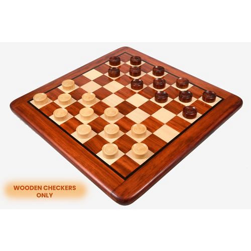 Wooden Checkers / Draught Set in Bud Rose Wood & Box wood - 35mm