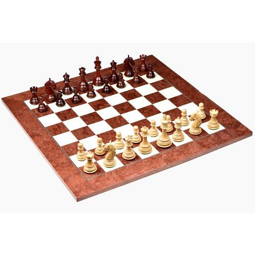 Combo of New Columbian Chess Pieces in Bud Rosewood/Boxwood- 3.8" King with Board & Box