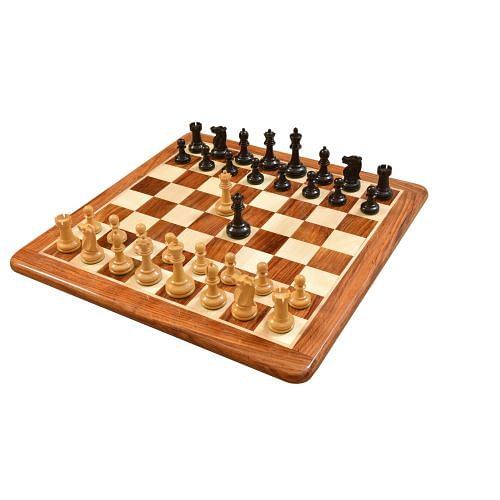 1972 Repro Fischer-Spassky Staunton Chess Set V2.0 in Ebonized / Boxwood with Board - 3.75" King 