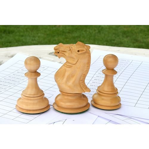 Combo of Knight & Pawns Chess Pieces in Box Wood - 4.52" Knight.