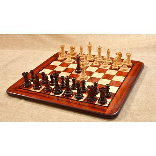 The Contemporary Staunton Series Pieces & Board in Bud Rose & Boxwood - 3.4" King
