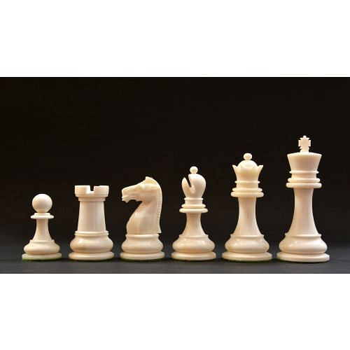 The British Chess Company (BCC) Reproduced Staunton Double Collared Bone Chess Pieces in Stained Dyed Jet Black & Bleached White - 3.75"