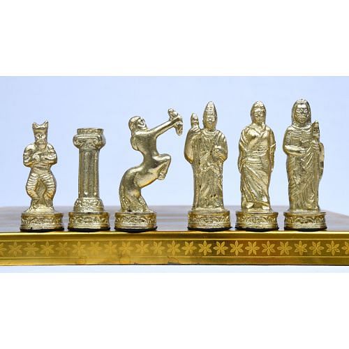 Clearance - Solid Brass Chess Pieces With Collectible Premium Chess Board in Shiny Silver & Gold Color