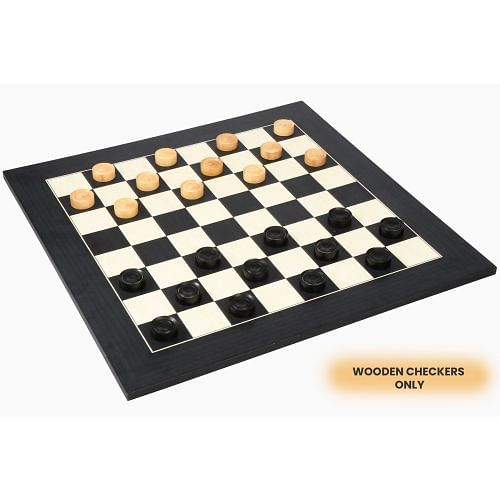 Wooden Checkers / Draught Set in Stained Dyed Boxwood & Natural Box wood - 35mm