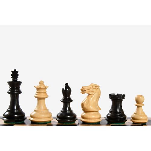 The Collector Series Handcarved Staunton Chess Pieces in Ebonized Boxwood & Natural Boxwood - 2.6" King