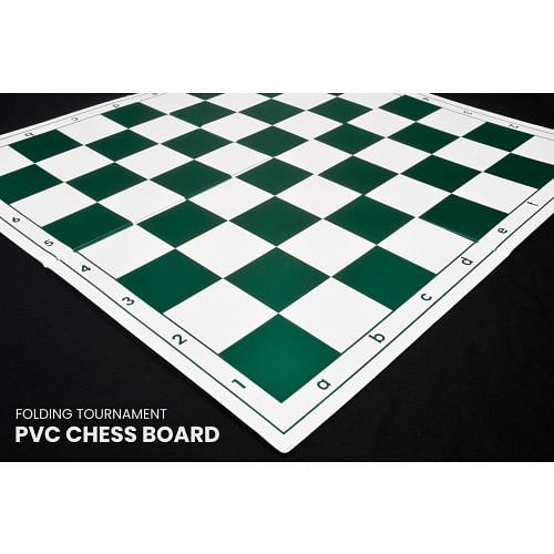 Folding Tournament PVC Chess Board with Algebraic Notation in Green & White Color 20" - 55 mm