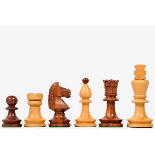 Reproduced Romanian-Hungarian National Tournament Chess Pieces in Sheesham & Boxwood - 3.8" King