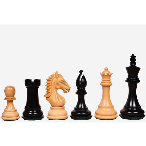 CB The Derby Knight Staunton Pattern Weighted Chessmen in Ebonized Boxwood - 4.1" King