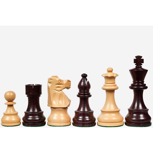 Reproduced French Lardy Exclusive Tournament Size Weighted Wooden Chess Pieces in Indian Rosewood / Box wood - 3.75"