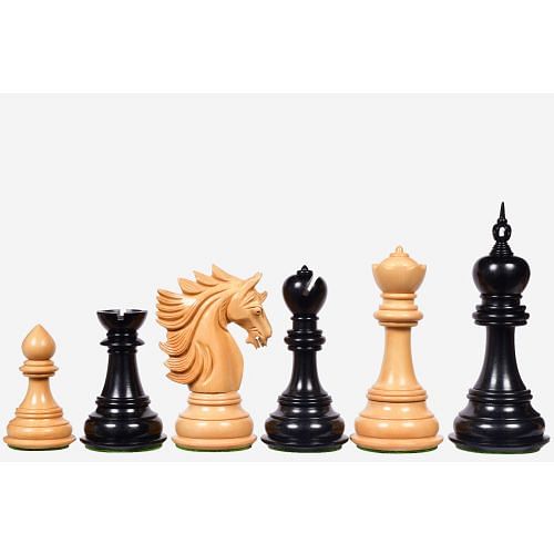 The Sher-E-Punjab Series Chess Pieces in Ebony Wood / Box Wood - 4.6" King