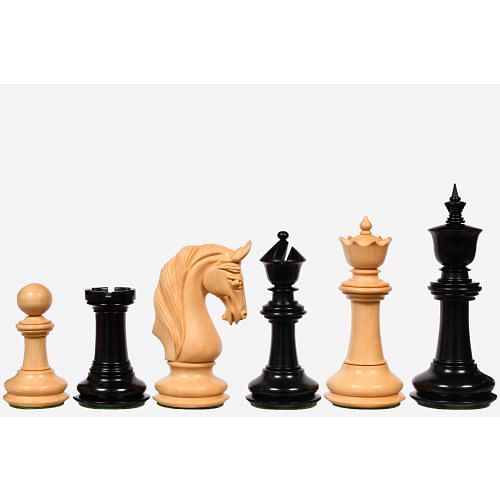 CB Blackburne (Joseph Henry) Edition Weighted Luxury Chess Pieces in Genuine Ebony & Boxwood - 4.3" King
