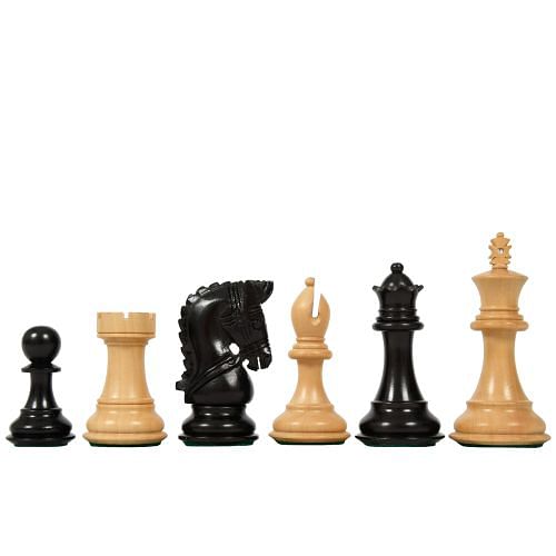 The Bridle Series Wooden Chess Pieces in Ebony & Box Wood - 3.58" King