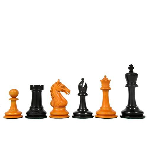 The Ancient Indian Warrior Staunton Luxury Series Chess Pieces in Ebony / Antiqued Box Wood - 4" King