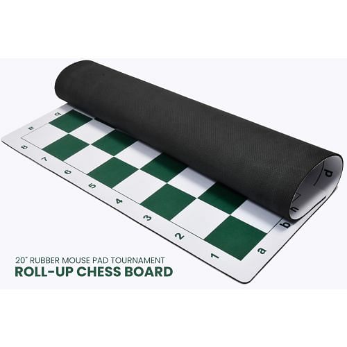 Rubber Mouse pad Tournament Roll-up Chess Board with Algebraic Notation in Green & White Color 20" - 55 mm