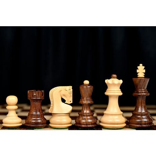 Traditional Russian Zagreb Wooden Chess Pieces in Sheesham & Natural Boxwood - 3.1" King