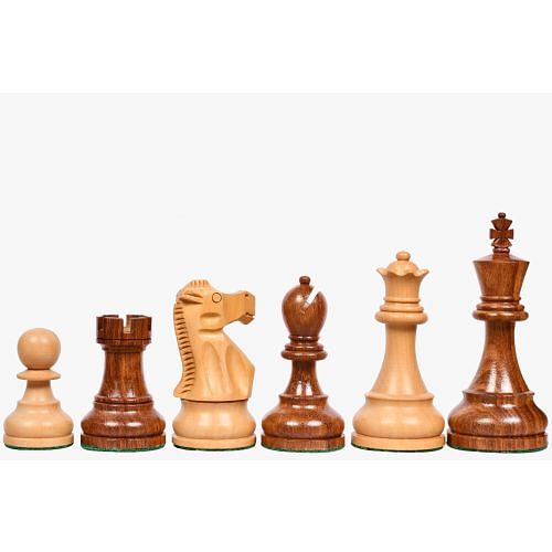 Reproduced 1972 Reykjavik Championship Series Chess Pieces in Sheesham & Box Wood - 3.7" King