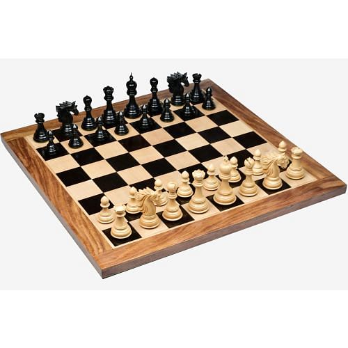 Sher-E-Punjab Series Chess Pieces in Ebony Wood/Boxwood - 4.6" King With Board & Box