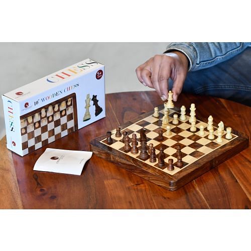 10 inches Travel Chess Set In Sheesham & Maple