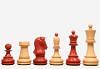 1950 Reproduced Dubrovnik Bobby Fischer Chessmen Version 3.0 in Stained Crimson Boxwood / Box Wood - 3.7" King