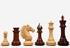The CB Mustang Series Weighted Chess Pieces in Bud Rosewood / Boxwood - 4.4" King with Extra Queens 