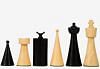 1940s Art Deco Series Weighted Chess Pieces Ebonized Boxwood and Boxwood -3.8" King
