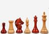 The American Bridle Triple-Weighted Chess Pieces with Extra Queen - Handcrafted in Bud Rosewood & Boxwood 4.2" King