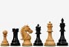 The CB Bridle Series Luxury Triple Weighted Chess Pieces in Ebony Wood / Box Wood - 4.2" King