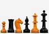 19th Century Antique Austrian Series Chess Pieces in Ebonized Boxwood & Golden Antiqued Boxwood - 4.27" King