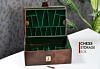 Leatherette Chess Set Storage Box with Double Tray Fixed Slots for 4" - 4.25" Pieces