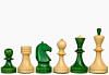 Reproduced Russian (Soviet Era) Series Chess Pieces in Stained Green Ash Burl / Box Wood - 3.7" King