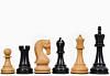 The Leningrad Club-Sized Wooden Chess Pieces in Black Ebonized Wood & Boxwood- 4.0" King