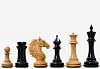 The CB Mustang Series Wooden Triple Weighted Chess Pieces in Ebony / Box Wood - 4.4" King