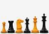 Circa 1887 Turner Teich Soviet-Staunton Style Weighted 4" Chess Pieces in Ebony & Golden Antique Boxwood