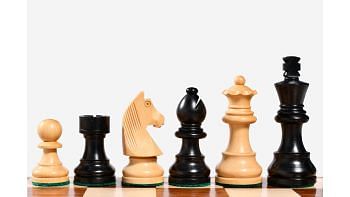Tournament Series Staunton Chess Pieces with German Knight in Ebonized Boxwood & Box Wood - 3" King