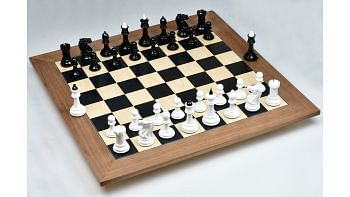 Repro 1940 Soviet Club Chess Set in Ebony/Ivory White - 4.0" King with Board & Box 
