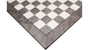 Finish Chess Board Wooden Deluxe Grey Ash Burl & White Erable Hi Gloss board 22" - 55 mm