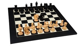 Arabian Knight Series Chess Pieces in Ebony / Boxwood & Maple Board