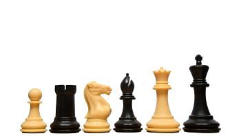 Professional Staunton Series Chess Pieces in Black Dyed & Natural White Solid