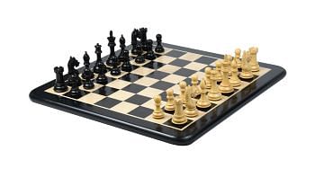 The Derby Knight Pattern Chessmen in Ebonized Boxwood - 4.1" King with Board