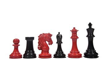 Slightly Imperfect Series Chess Pieces in Black Painted & Red Painted Wood - 4.1" King