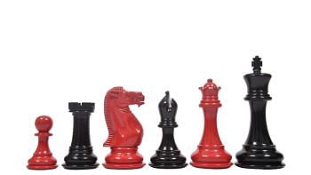 Slightly Imperfect Series Chess Pieces in Black Painted & Red Painted Wood - 4.2" King