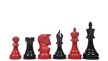 Slightly Imperfect Series Chess Pieces in Black Painted & Red Painted Wood - 3.7" King