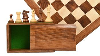 1972 Repro Fischer-Spassky Chess Pieces V2.0 in Sheesham/Boxwood - 3.75" King with Box