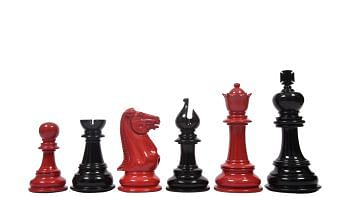 Slightly Imperfect Series Chess Pieces in Black Painted & Red Painted Wood - 4.3" King