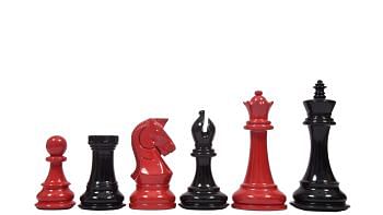 Slightly Imperfect Series Chess Pieces in Red Painted & Black Painted Wood - 4.0" King