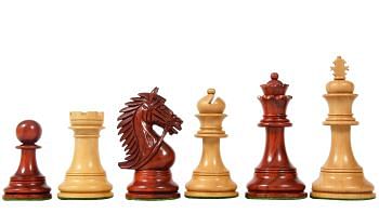 The CB Bridle Series Luxury Heavy Weighted Chess Pieces in Bud Rosewood / Boxwood - 4.2" King