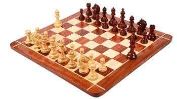 Combo of 2016 Bridle Series Luxury Chess Pieces in Bud Rose / Box Wood - 4.2" King with Wooden Chess Board